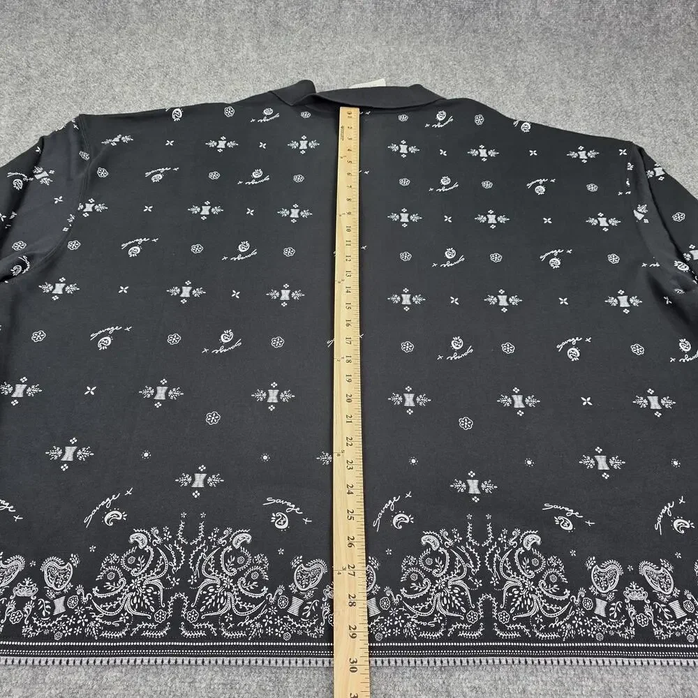 Savage X Fenty Shirt Womens 4X Black Bandana Paisley Long Sleeve Polo Top - Picture 6 of 16